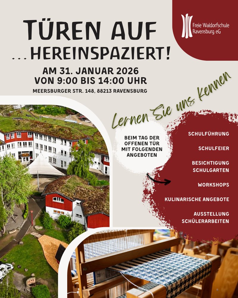 Plakat für den Tag der offenen Türe an der waldorfschule
